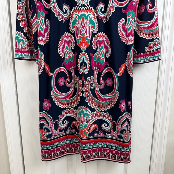 Laundry by Shelli Segal Dress Paisley Print 3/4 Sleeve Square Neck Womens - Picture 7 of 12